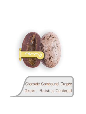Chocolate Compound Dragee Green Raisins Centered