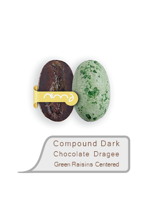 Compound Dark Chocolate Dragee Green Raisins Centered