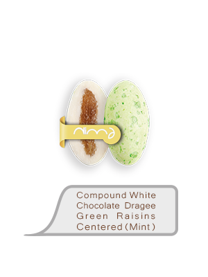 Compound White Chocolate Dragee Green Raisins Centered (Mint)