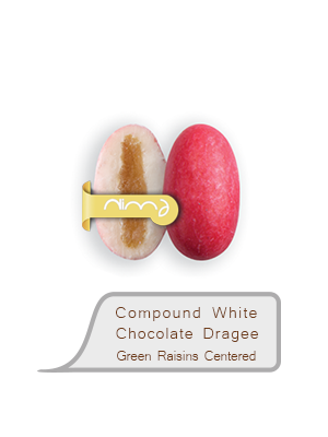 Compound White Chocolate Dragee Green Raisins Centered